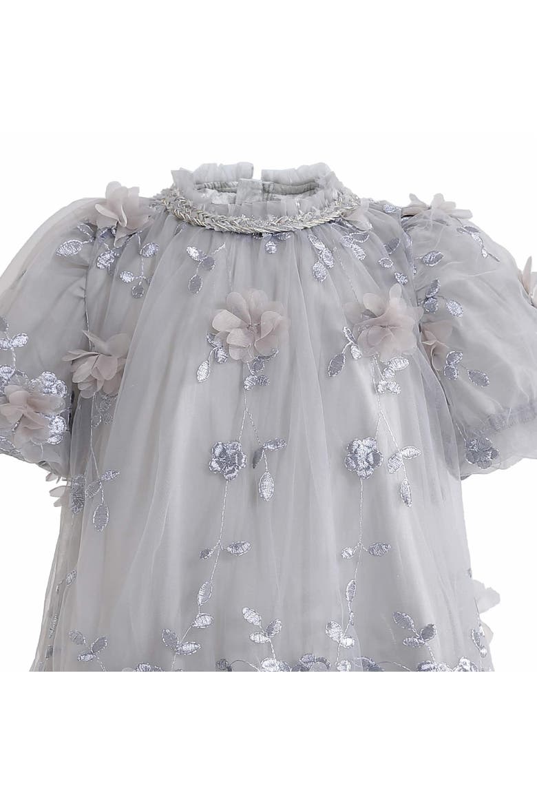 Bloom Embroidered Occasion Dress, Alternate, color, Silver