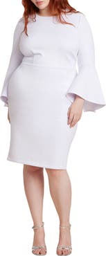 ELOQUII Bell Sleeve Scuba Crepe Dress