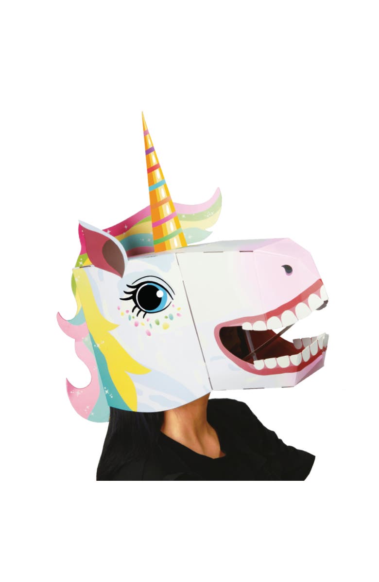 3D Paper Mask 3D Paper Unicorn Mask Craft for Kids (2 Pack), Fun & Easy Activity for Creative Play, Alternate, color, White