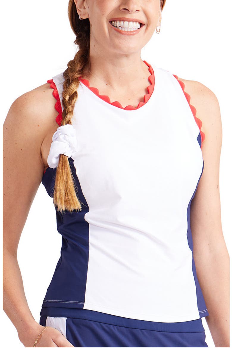 Scallop Accent Racerback Performance Pickleball Tank, Main, color, WHITE