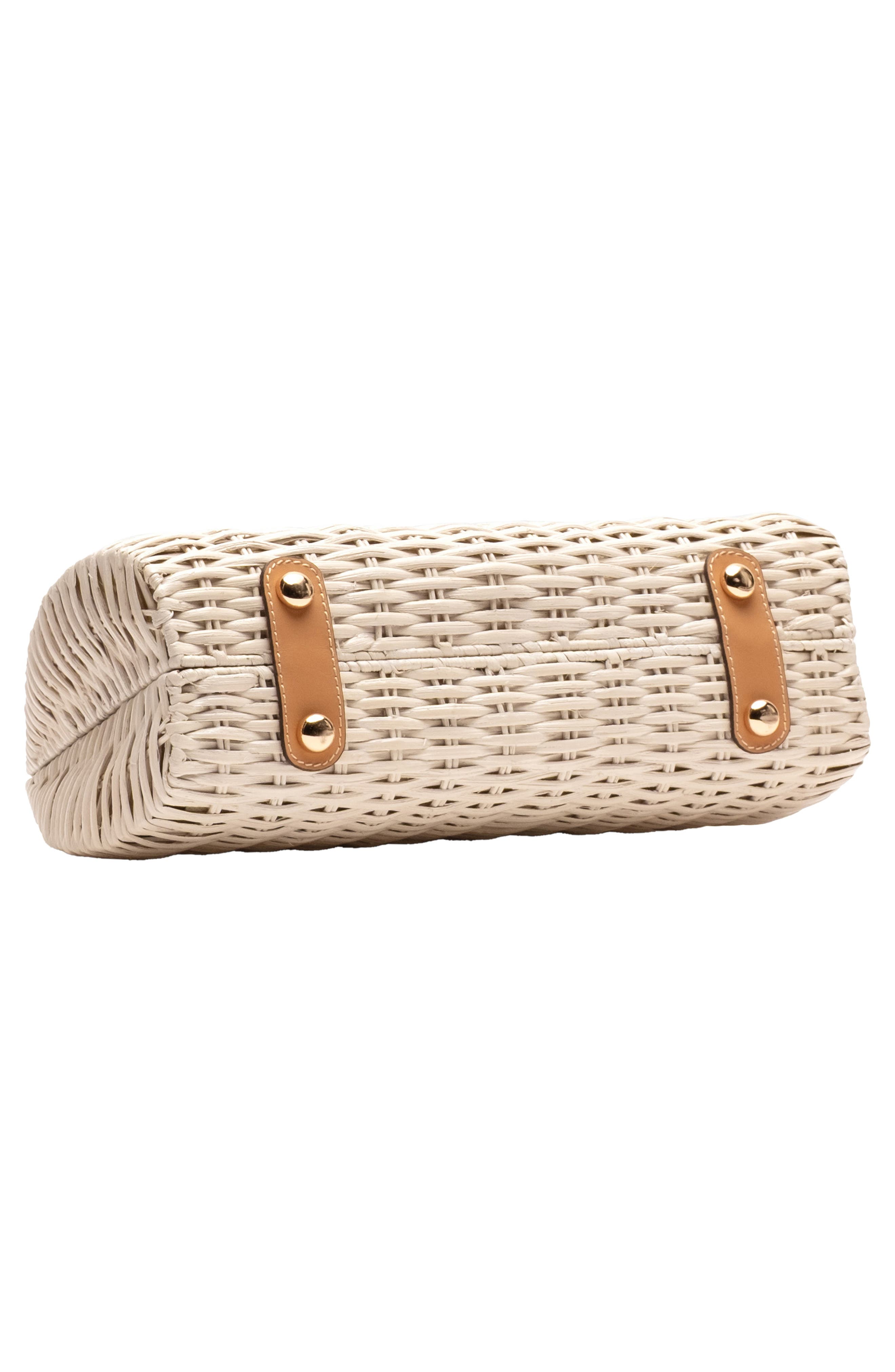 Rooster Woven Wicker Top Handle Bag, Alternate, color, OFF WHITE