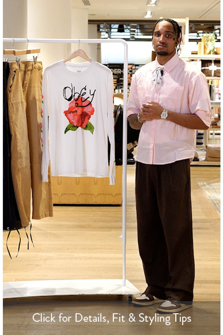 Watercolor Poppy Long Sleeve Cotton Graphic T-Shirt video