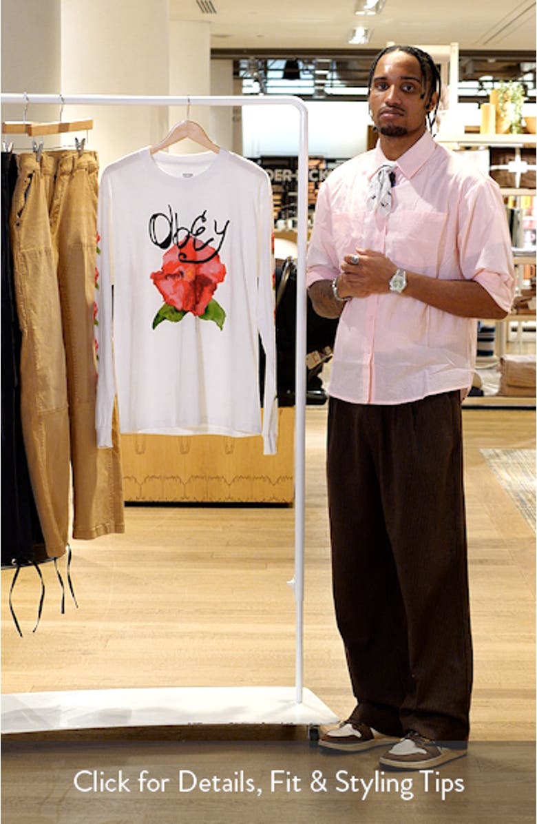 Watercolor Poppy Long Sleeve Cotton Graphic T-Shirt, sales video thumbnail