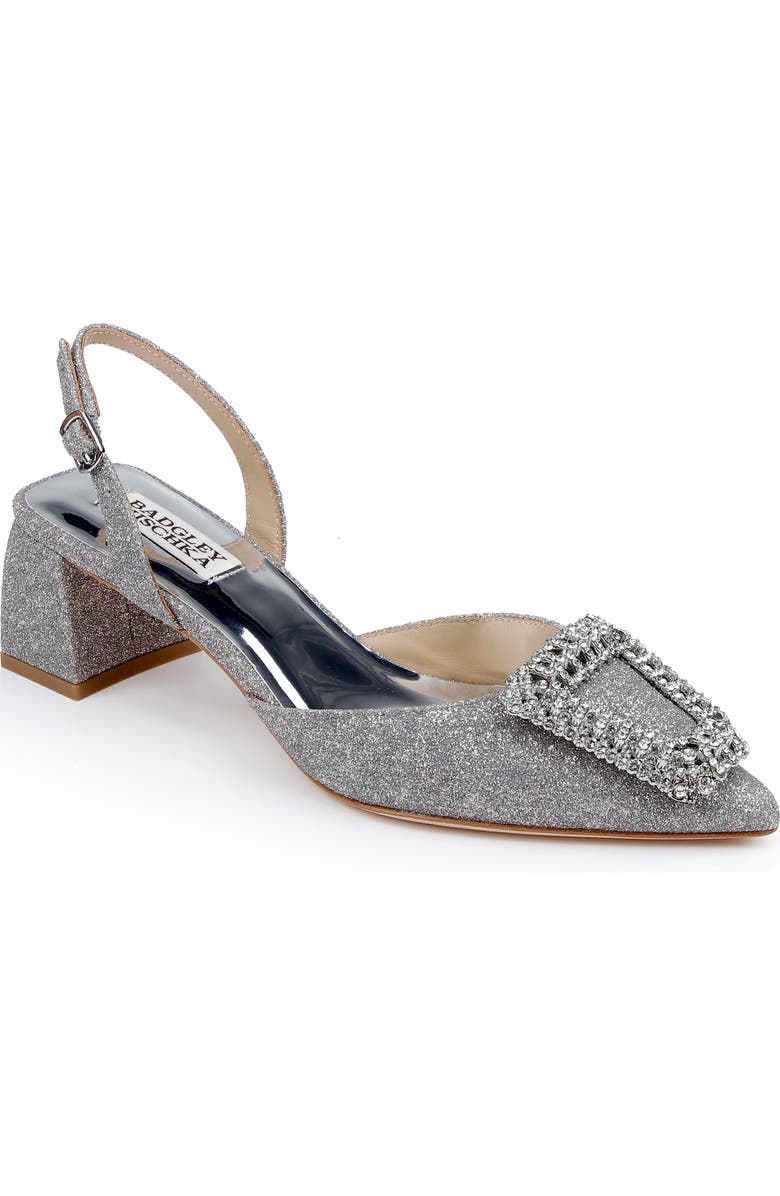 Badgley Mischka Collection Emmie Slingback Pointed Toe Pump, Main, color, Silver Antique