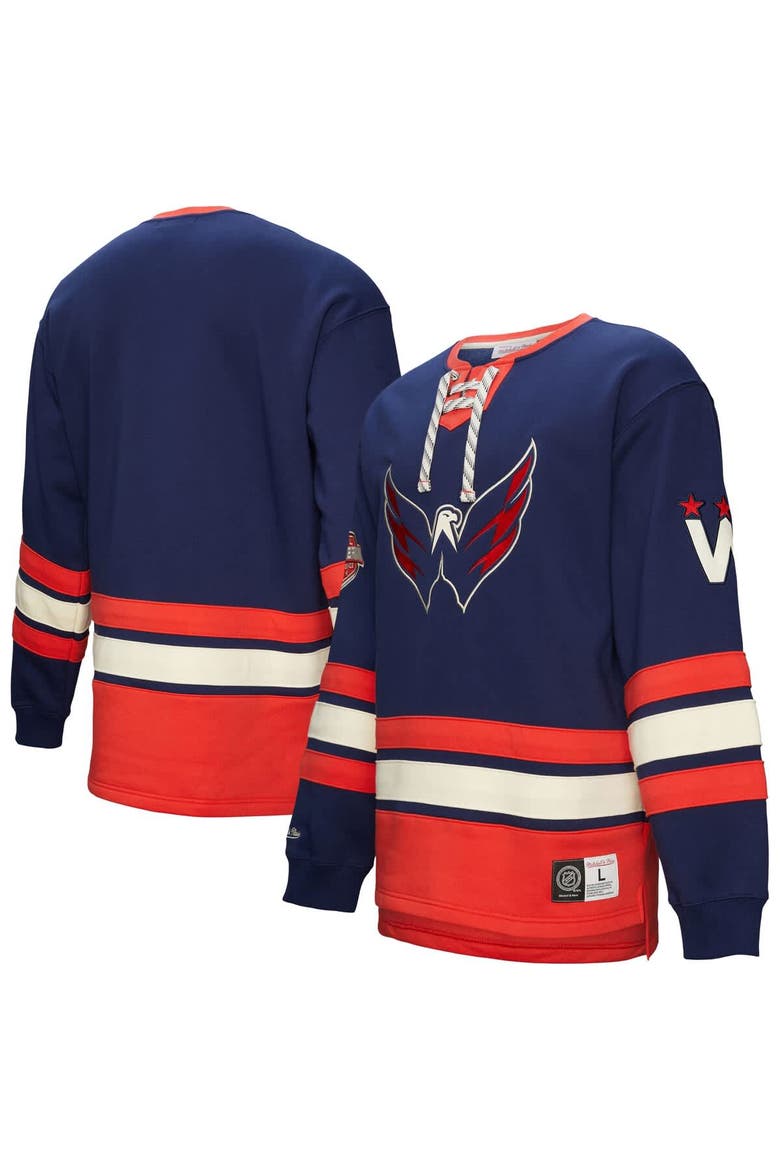 Men's Navy Washington Capitals Heritage Lace-Up Pullover Sweatshirt, Main, color, Navy