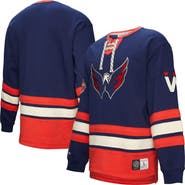 Mitchell & Ness Men's Navy Washington Capitals Heritage Lace-Up Pullover Sweatshirt