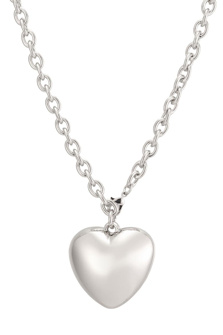 Puff Heart Double Wrap Necklace, Alternate, color, SILVER