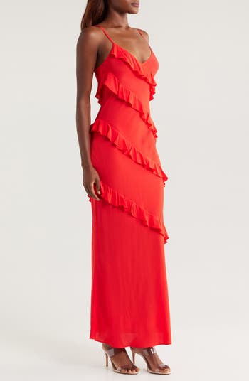 Bias Cut Ruffle Chiffon Slipdress