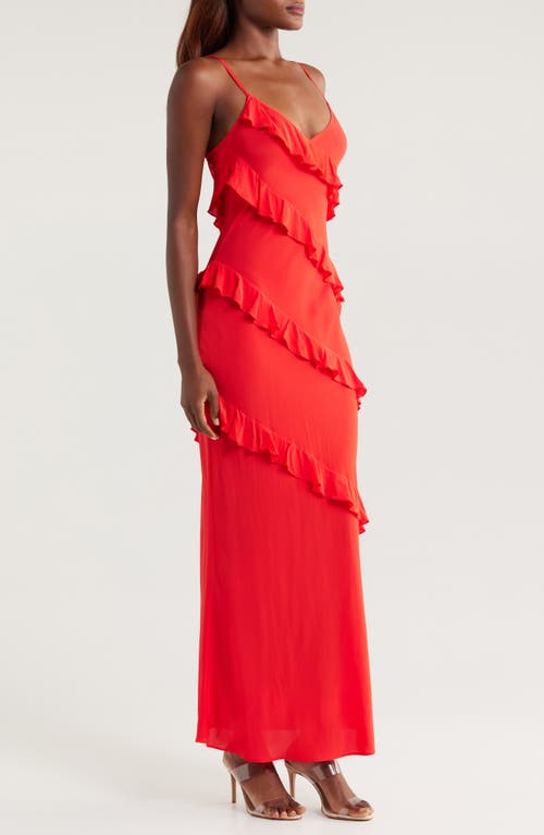 Shop Good American Bias Cut Ruffle Chiffon Slipdress In Grenadine003