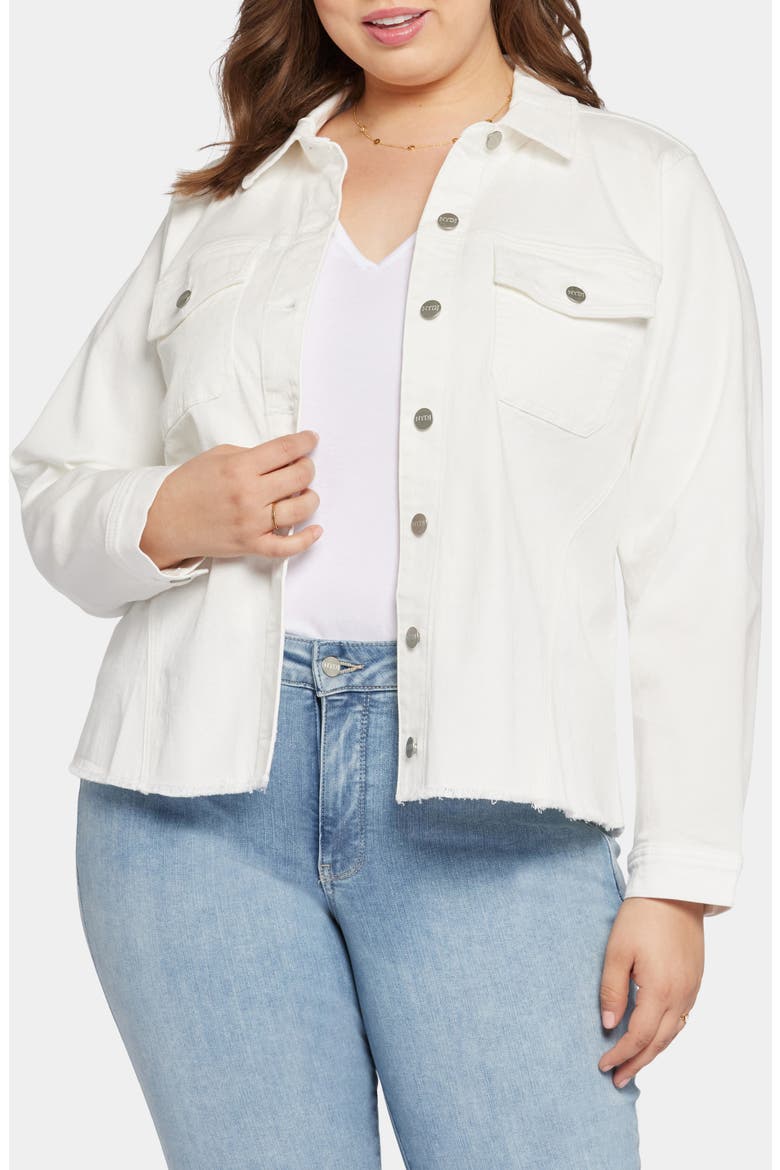 Fray Hem Denim Trucker Jacket, Main, color, OPTIC WHITE