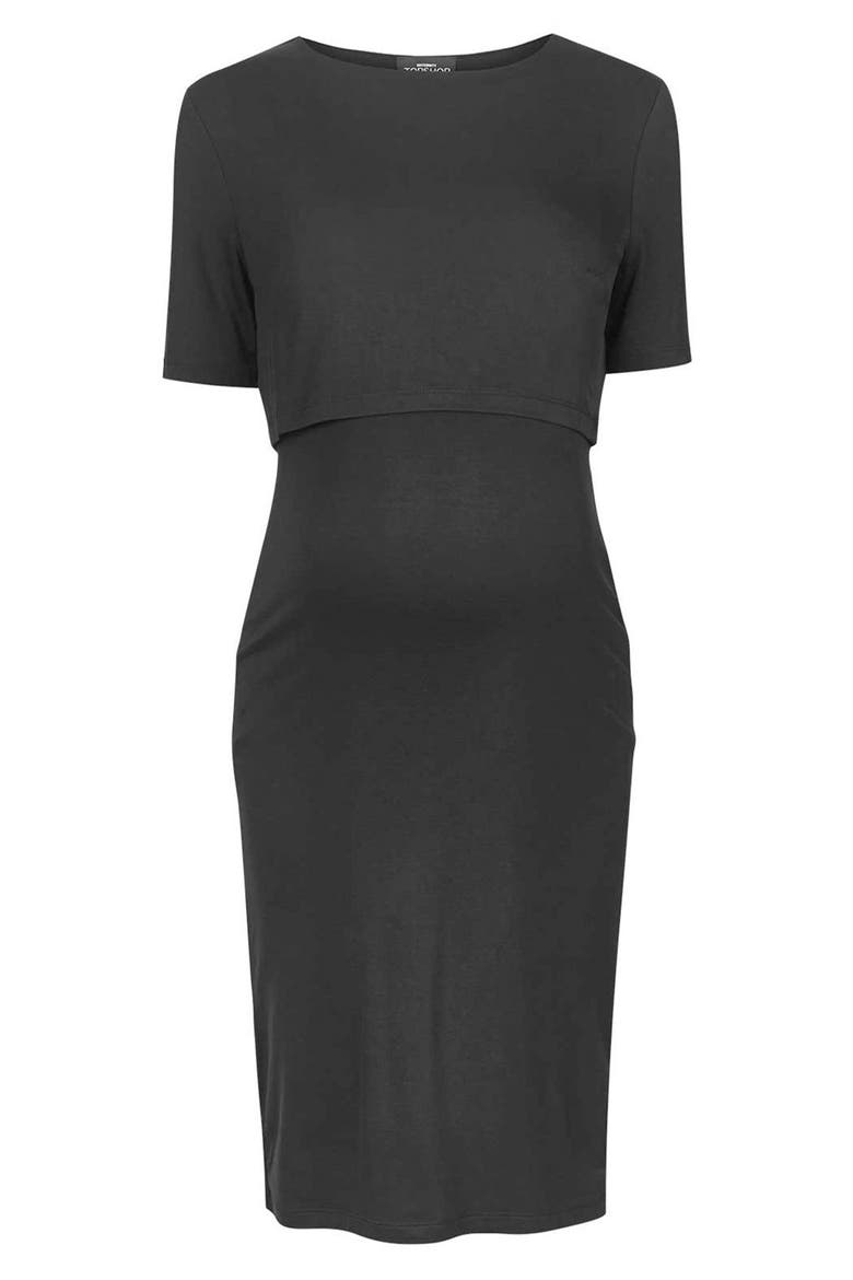 Overlay Maternity Dress, Main, color, BLACK