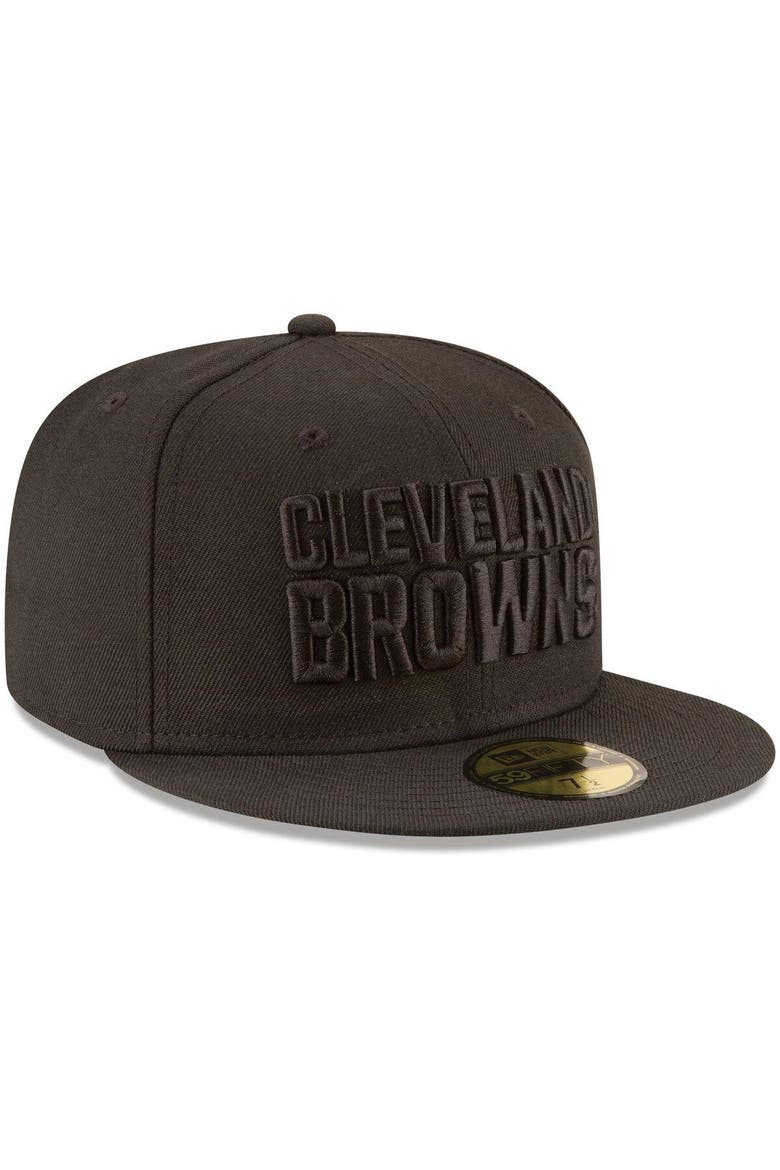 Men's New Era Cleveland Browns Black on Black 59FIFTY Fitted Hat, Alternate, color, Black