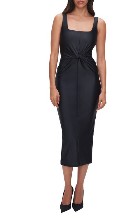Twist Front High Shine Jersey Sheath Dress