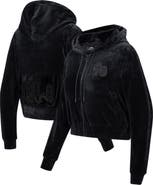 PRO STANDARD Women's Pro Standard Philadelphia 76ers Triple Black Velour Full-Zip Hoodie