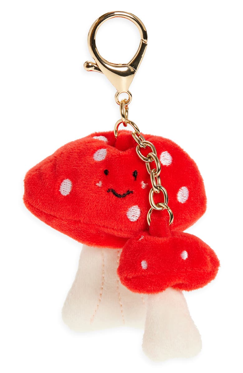 Leith Plush Mushroom Bag Charm, Main, color, Red Multi- Gold