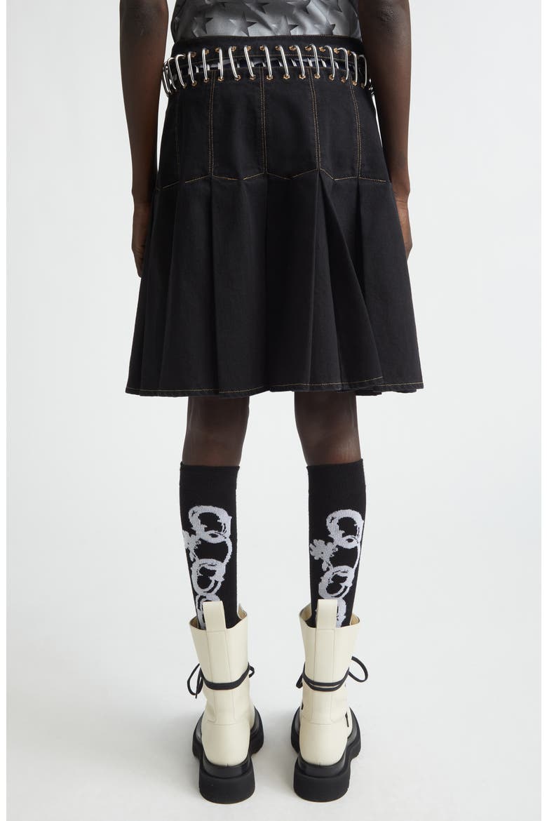 Bevo Carabiner Denim Skirt, Alternate, color, BLACK