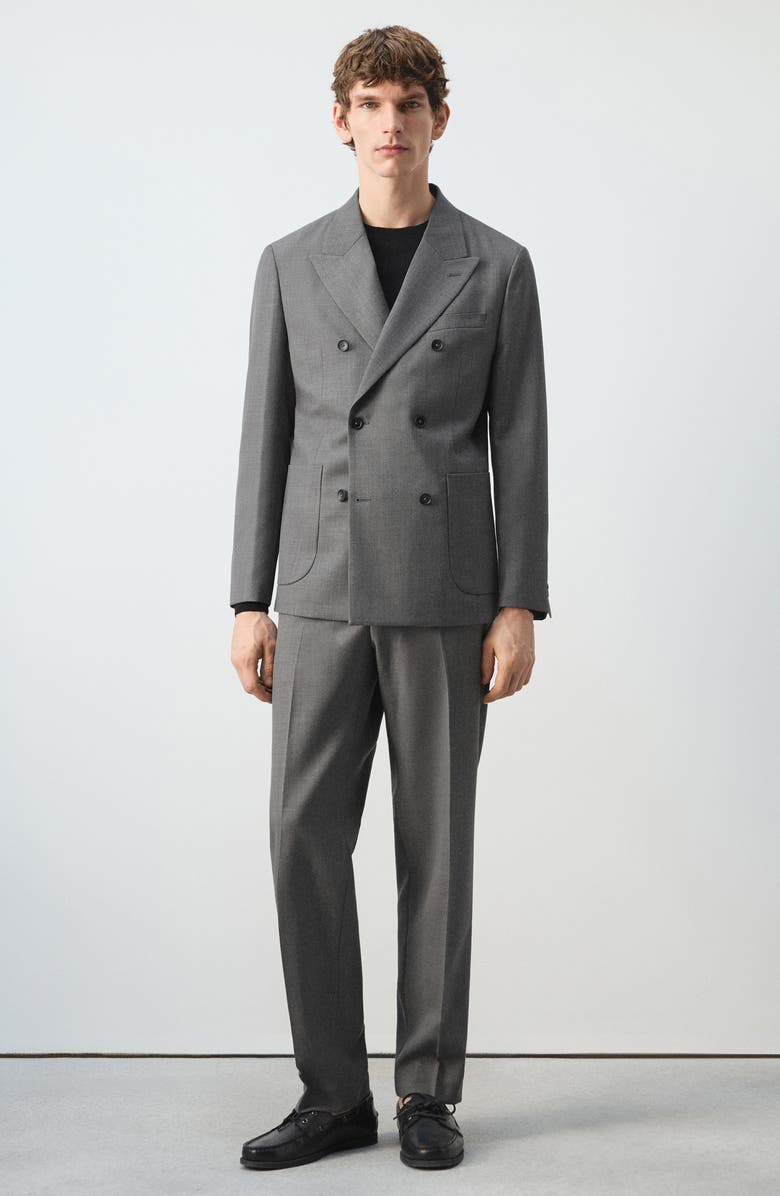 MANGO Ricardo Regular Fit Double Breasted Jacket, Alternate, color, Grey