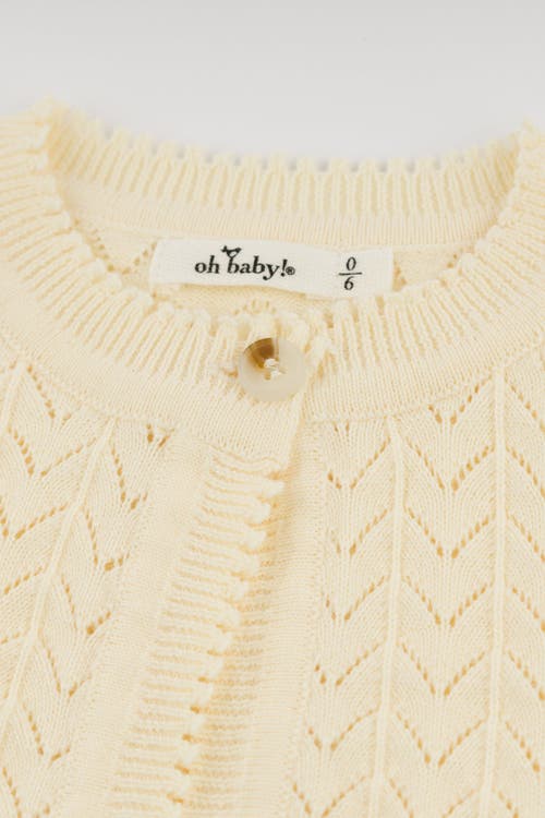 Oh Baby ! Wave Stitch Juliet Pointelle Short Sleeve Cardigan
