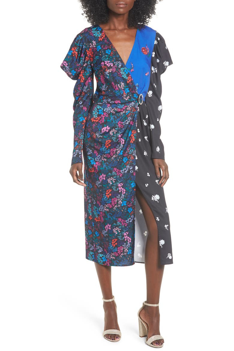 Grand Estate Mix Midi Dress, Alternate, color, BLUE MULTI