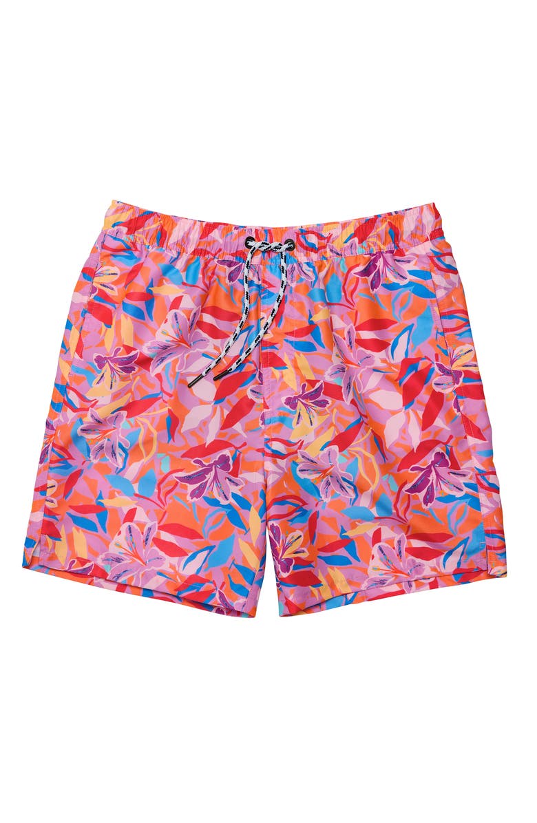 Snapper Rock Comfort Lined Sustainable Swim Short, Main, color, Blooming Sunset