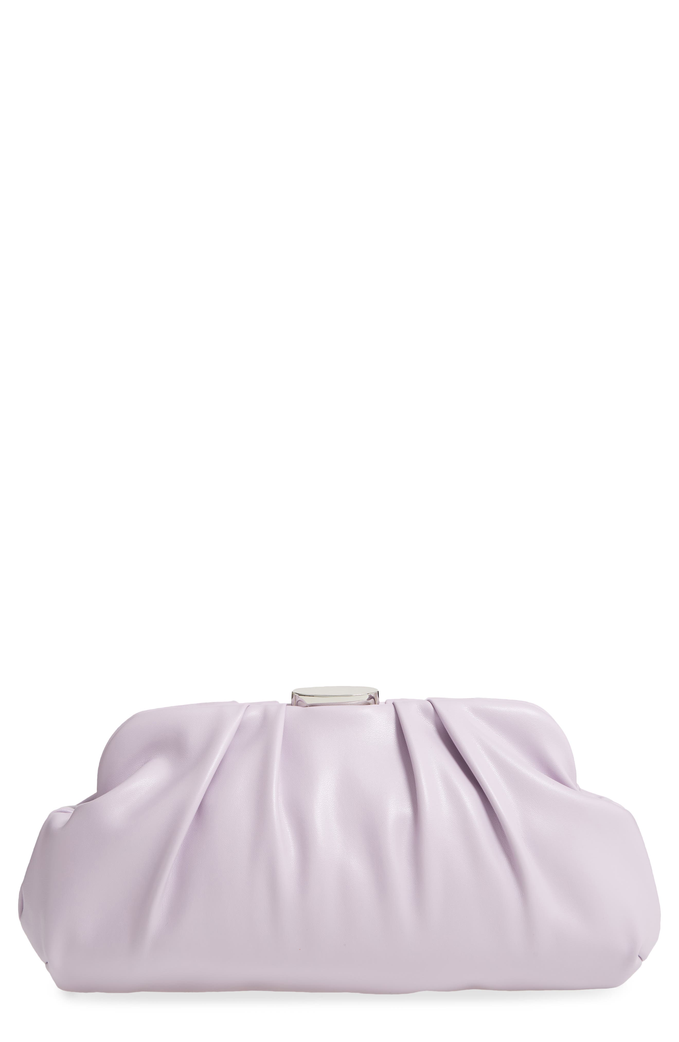 Soft Faux Leather Clutch, Main, color, PURPLE GAUZE