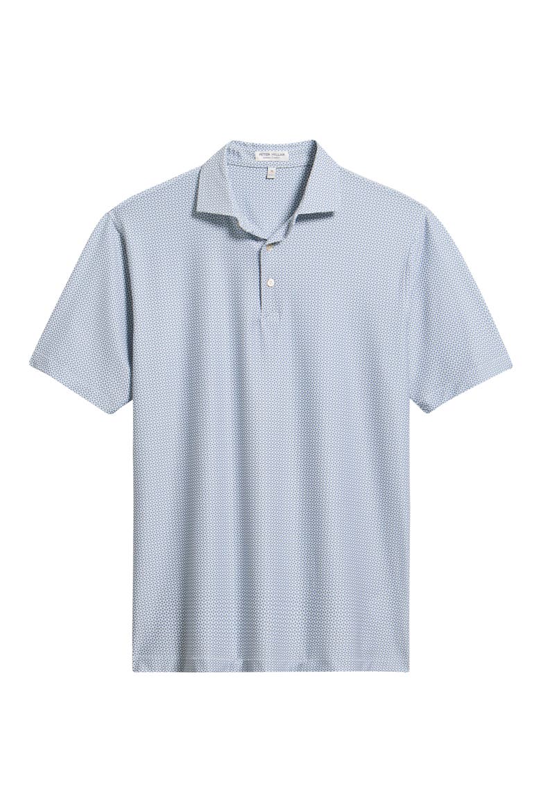 Rambla Microprint Performance Jersey Polo, Alternate, color, WHITE / DARK AMBER/ BLUE