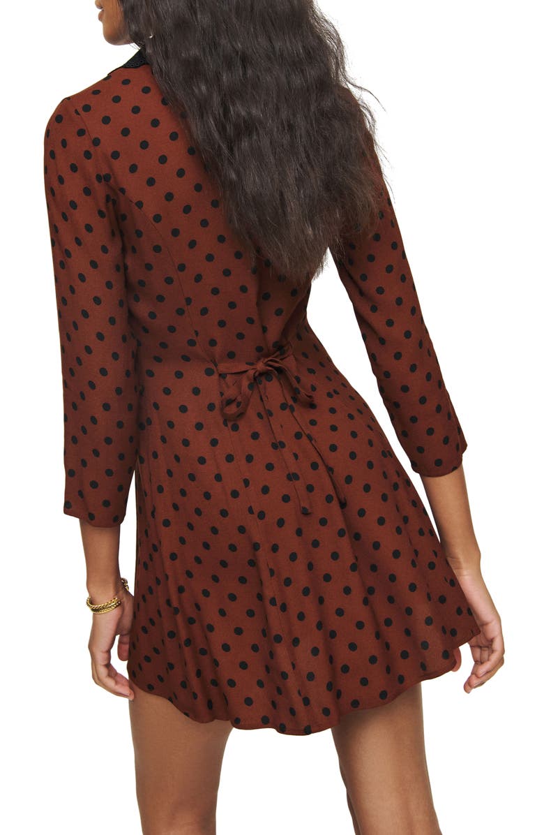 Reformation Galena Polka Dot Minidress, Alternate, color, Fig Jam Dot