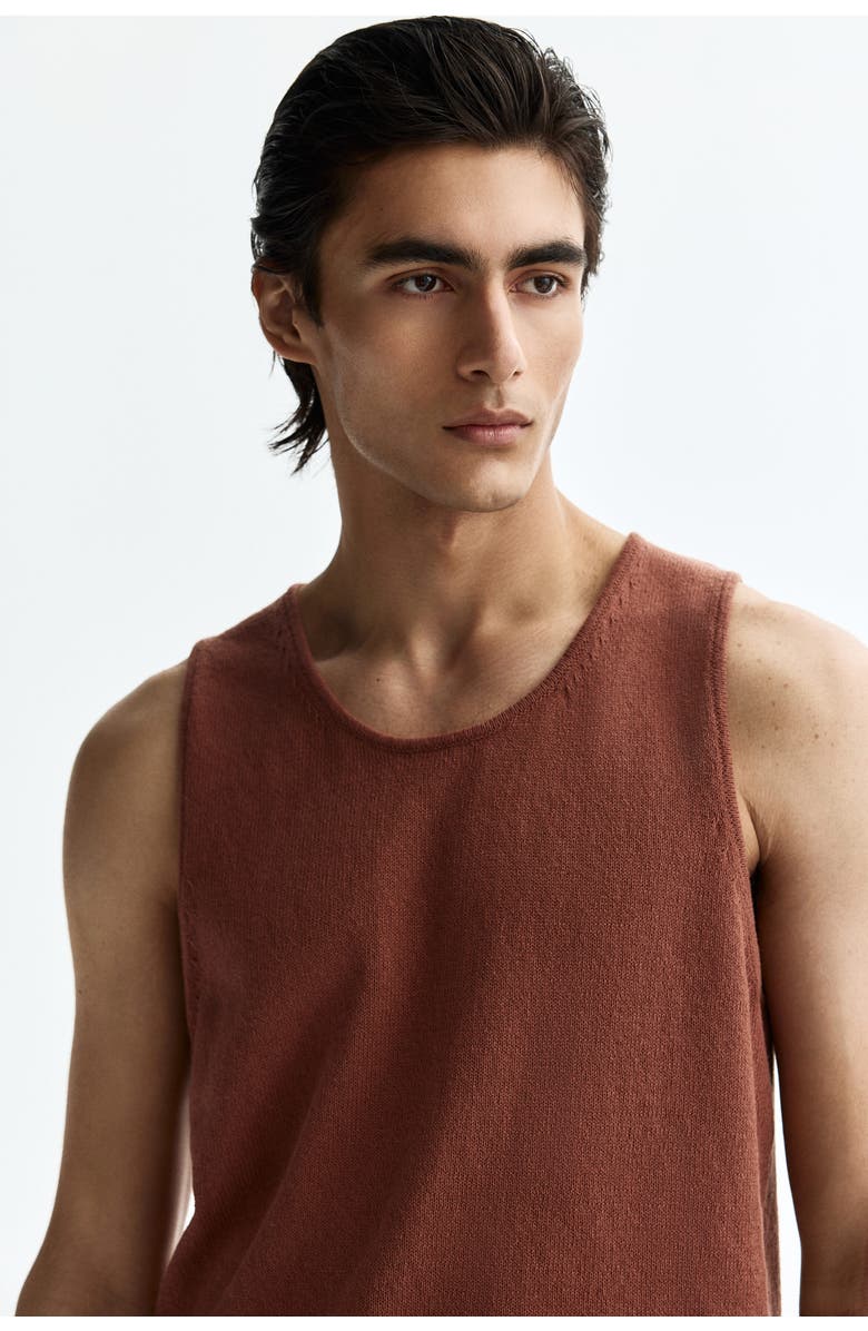 H&M Regular-fit knit tank top, Alternate, color, Dusty Red