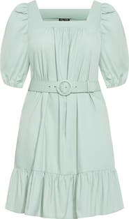City Chic Tetia Belted Puff Sleeve Dress