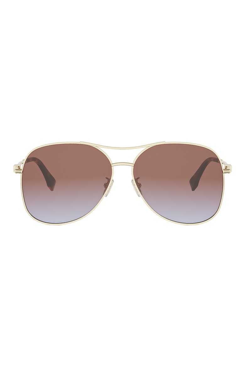 Fendigraphy 61mm Gradient Pilot Sunglasses, Main, color, SHINY ENDURA GOLD / BORDEAUX