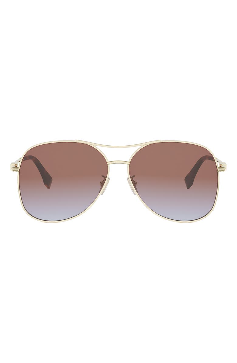 Fendi graphy 61mm Gradient Pilot Sunglasses, Main, color, Shiny Endura Gold / Bordeaux