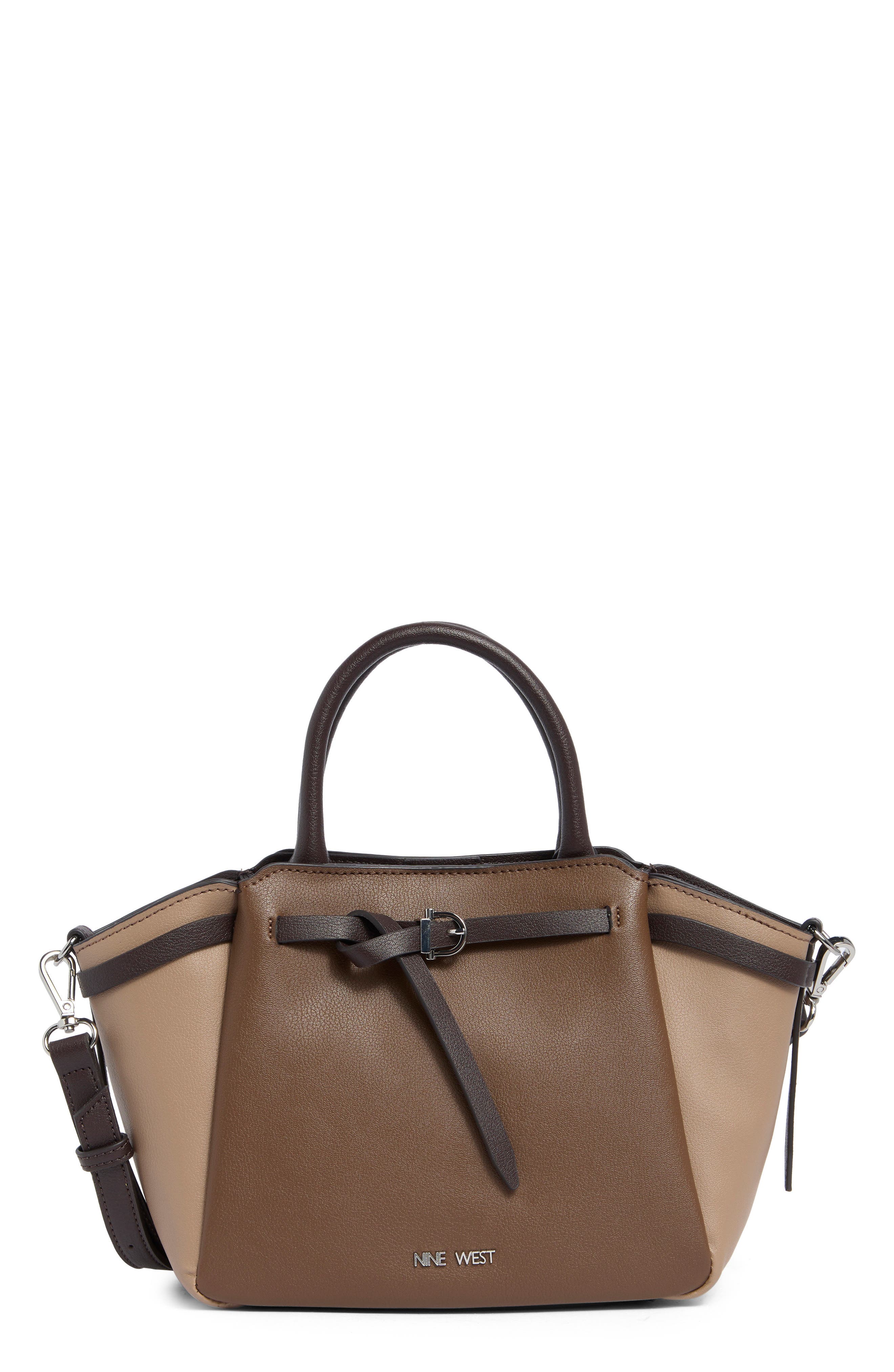 Nerina Faux Leather Satchel, Main, color, ESPRESSO MULTI