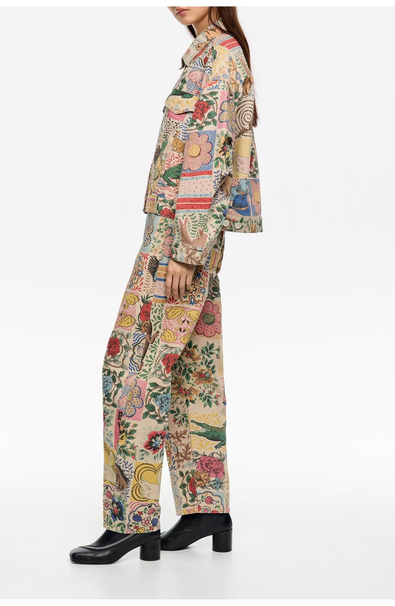 Bimba y Lola Patchwork Flowers Denim Jacket, Alternate, color, Flowers Pachwork