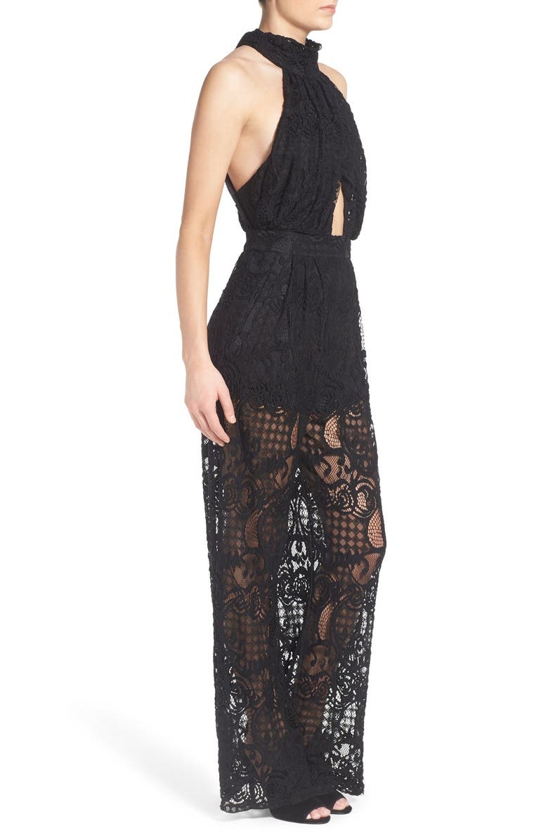 KENDALL + KYLIE Double Keyhole Lace Jumpsuit, Alternate, color, 