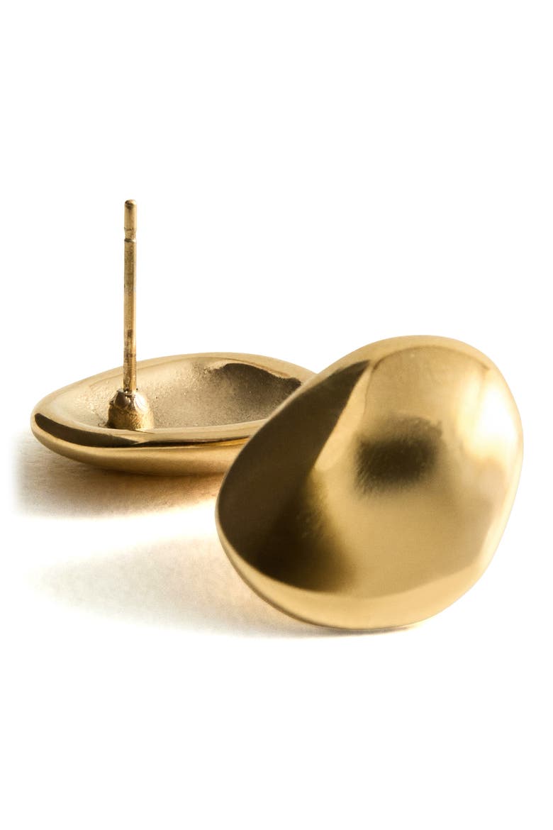 Molten Button Stud Earrings, Alternate, color, GOLD