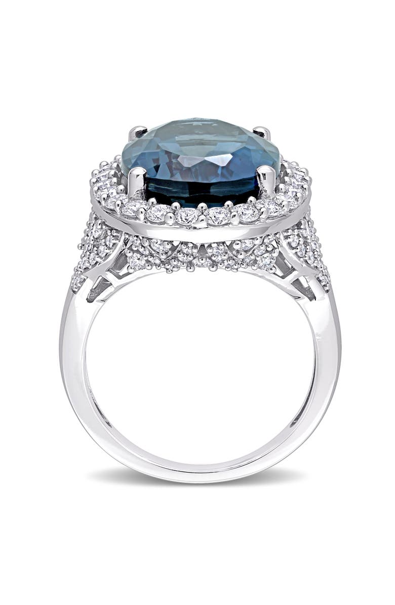 Julianna B. Blue Topaz & Diamond Halo Ring 14k, Alternate, color, Topaz