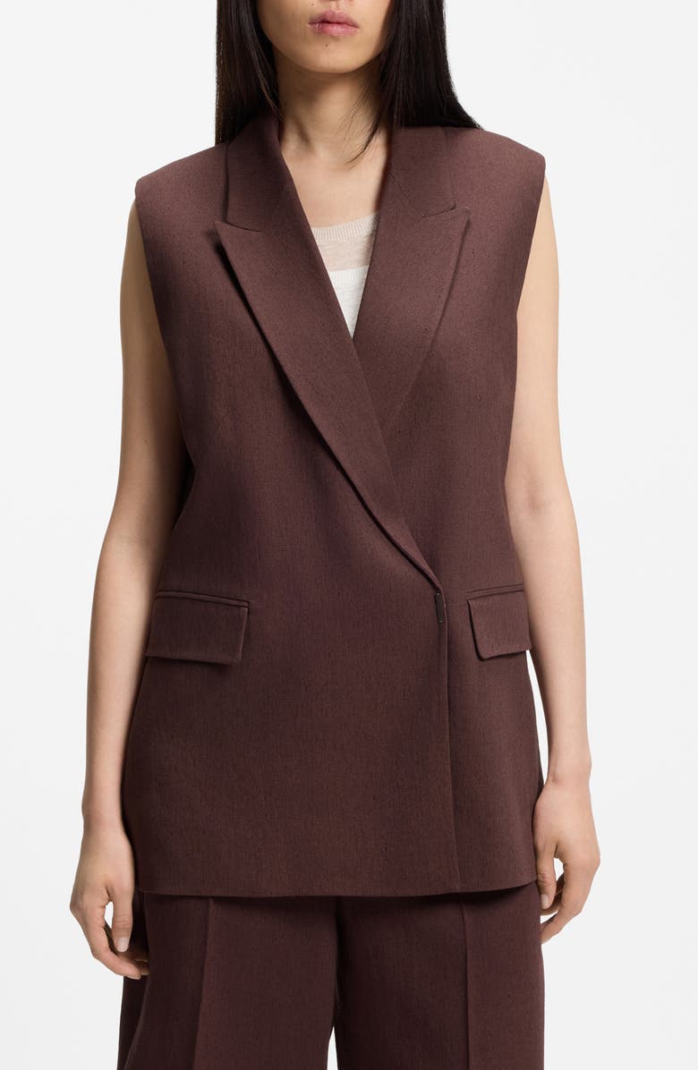 BOSS Jankania Linen Blend Vest, Main, color, Mocha