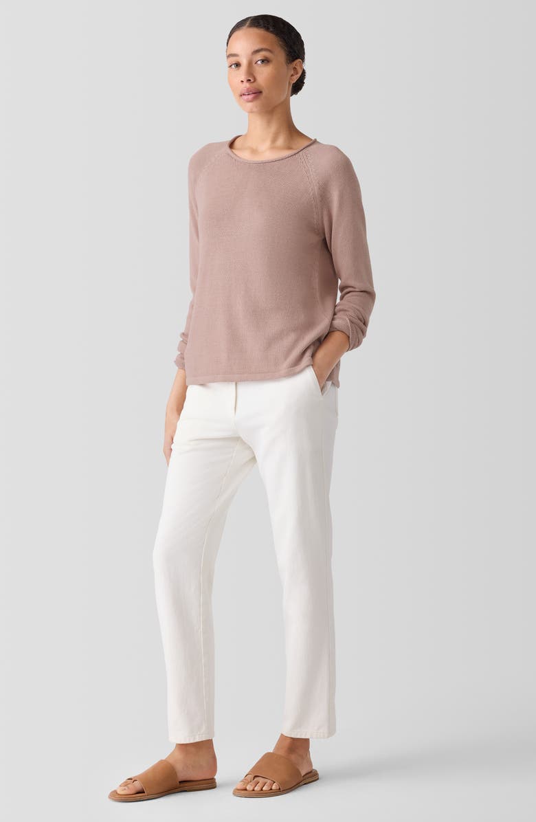 Eileen Fisher Raglan Sleeve Organic Cotton Blend Sweater, Alternate, color, Opal
