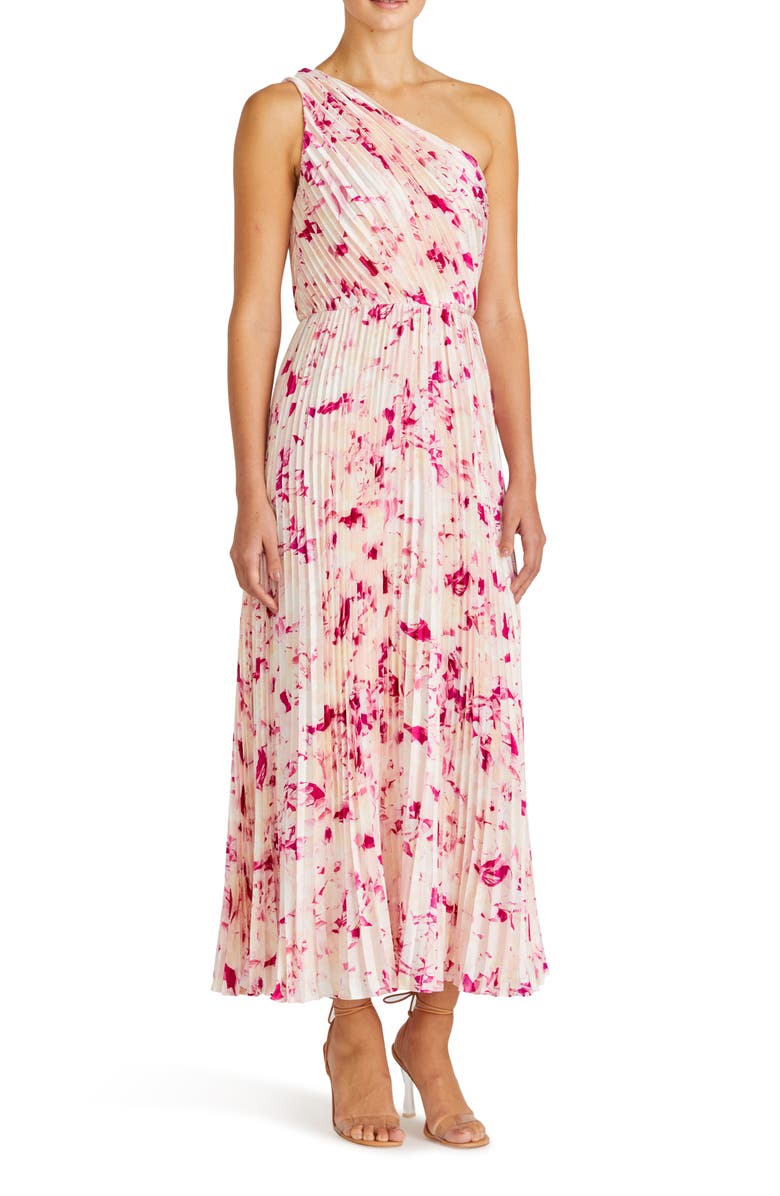 ML Monique Lhuillier Alina Pleated One-Shoulder Cocktail Dress, Alternate, color, 