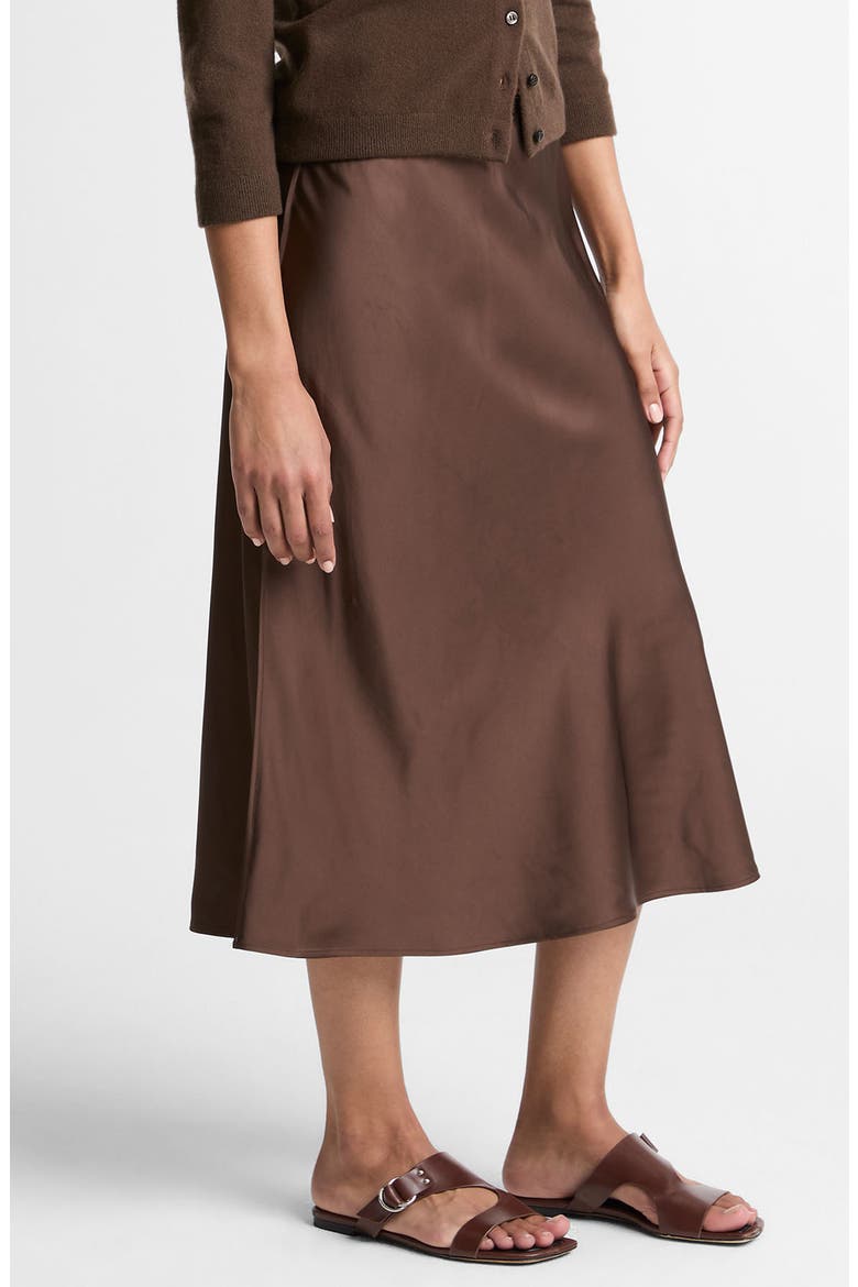 Pull-On Satin Slip Skirt, Alternate, color, DARK BARK