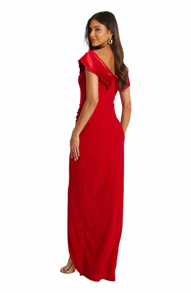 QUIZ Scuba Crepe/Satin Bardot Wrap Maxi Dress, Alternate, color, 