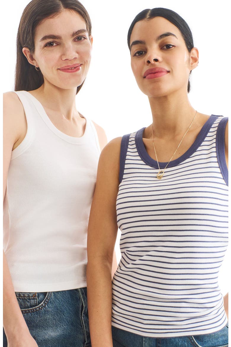 Adult Rib Tank In Stripe, Alternate, color, Sunwashed Navy White Stripe