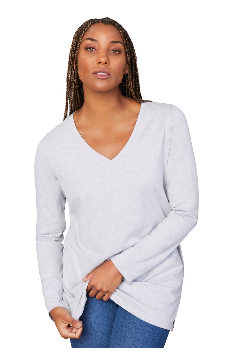 June + Vie Long-Sleeve V-Neck One + Only Tunic, Main, color, Heather Grey