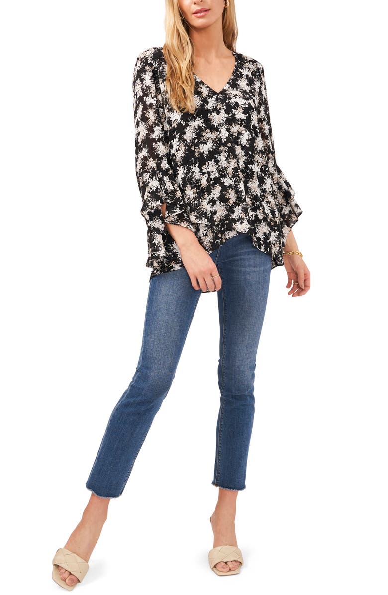 Vince Camuto Floral Ruffle Cuff Blouse, Alternate, color, 