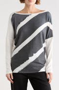 GO COUTURE Stripe Boat Neck Sweater