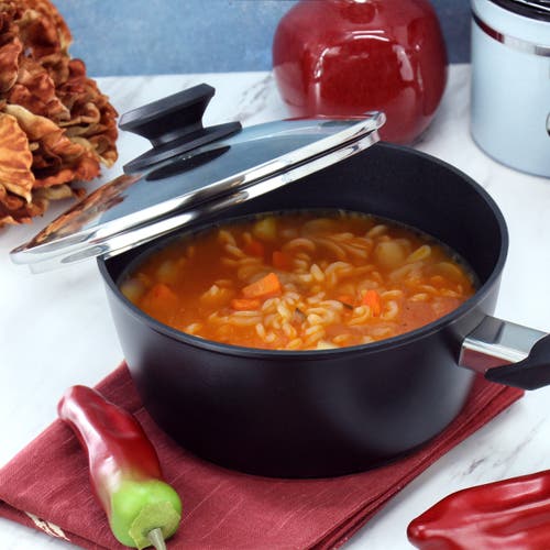 Oster Connelly 2.5 Quart Textured Nonstick Aluminum Saucepan With Lid In Black In Black