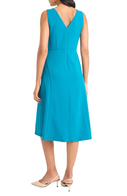 Maggy London Boat Neck Sleeveless Fit & Flare Dress In Blue