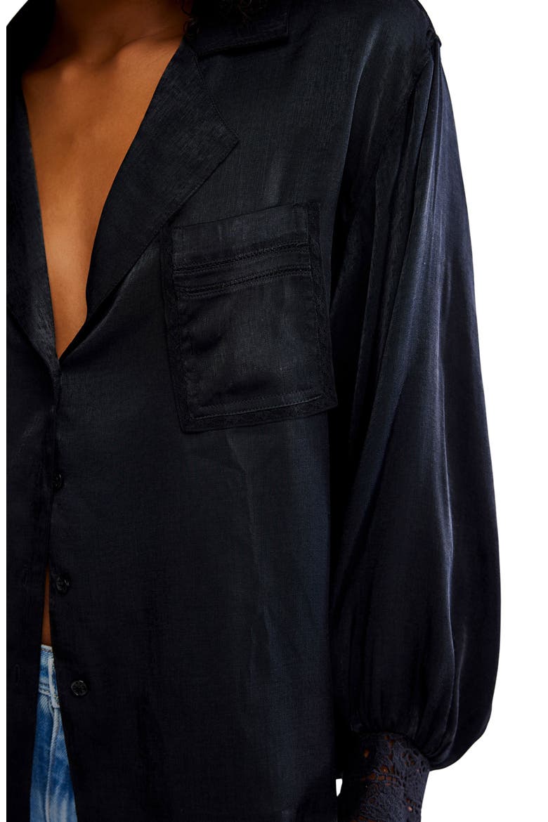 Midnight Muse Pajama Shirt, Alternate, color, BLACK