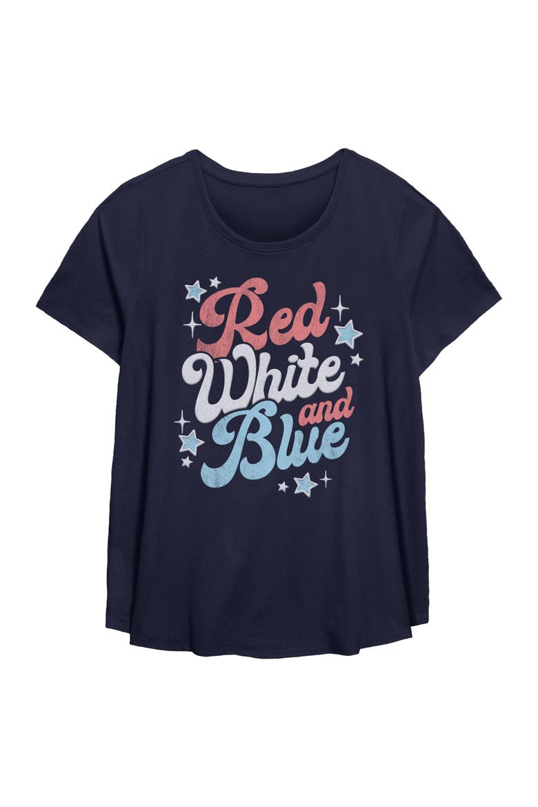 Women's Lost Gods Red White And Blue Quote  Graphic T-Shirt, Main, color, Navy Blue