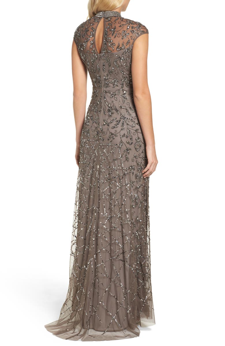 Adrianna Papell Embellished Mesh Gown, Alternate, color, 